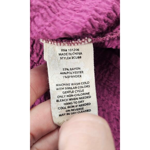 Soft surroundings M purple guaze seersucker button up tunic roll tab sleeve EUC - Picture 4 of 7